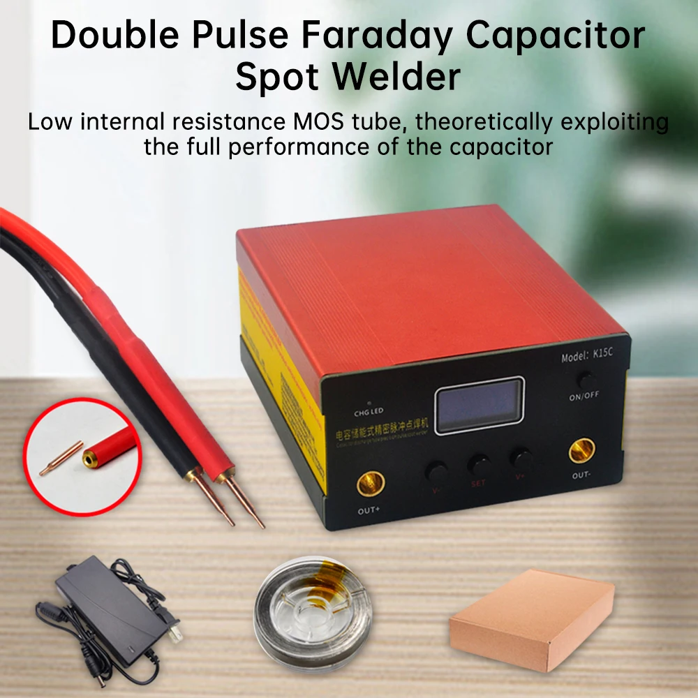 K15C Double Pulse Spot Welder For 18650 Battery Super Farad Capacitor Spot Welding 12-24V Handheld Portable Spot Welding Machine