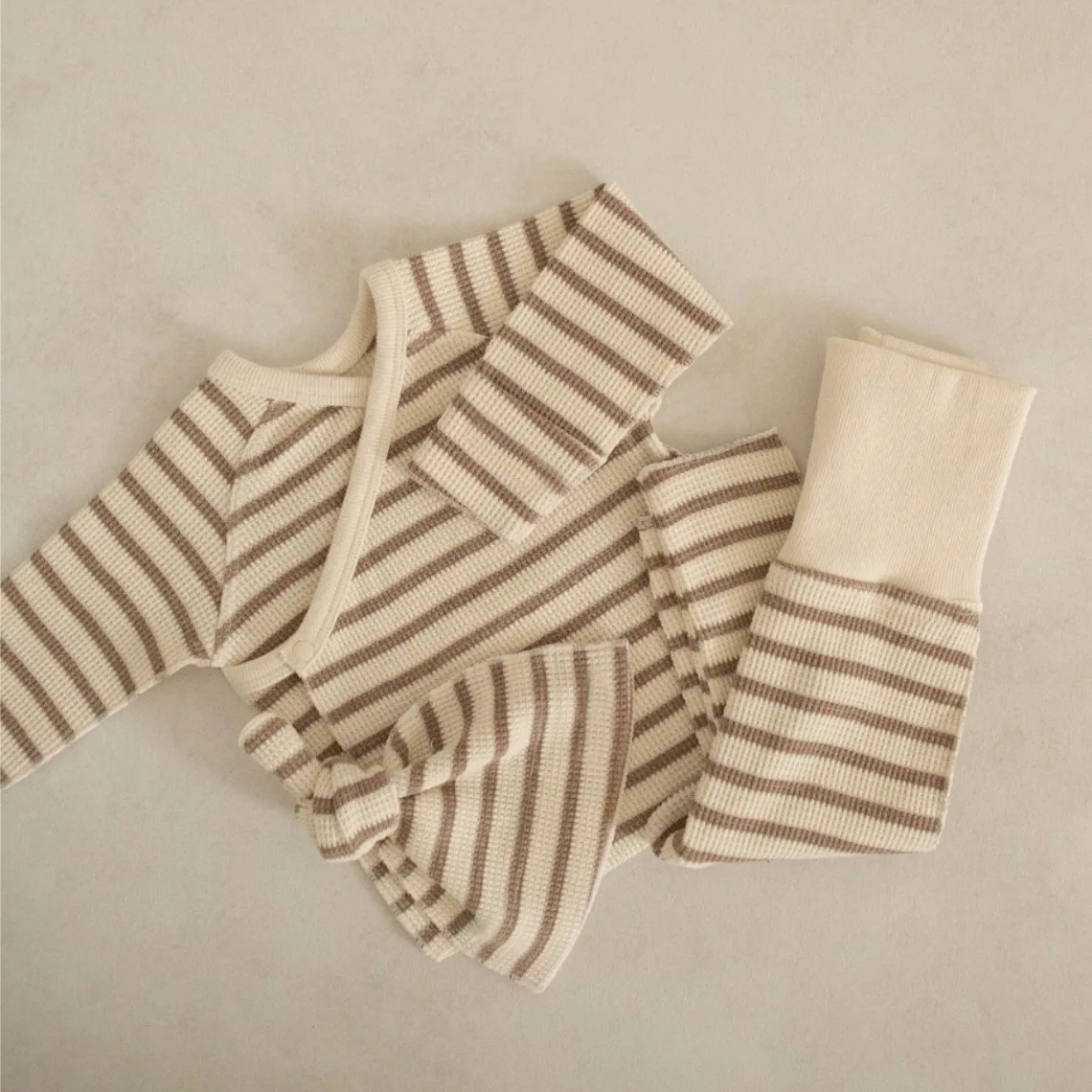 2024 Spring New Baby Long Sleeve Striped Clothes Set Newborn Infant Cotton Tops + Pants + Hat 2pcs Suit Toddler Outfits 0-24M