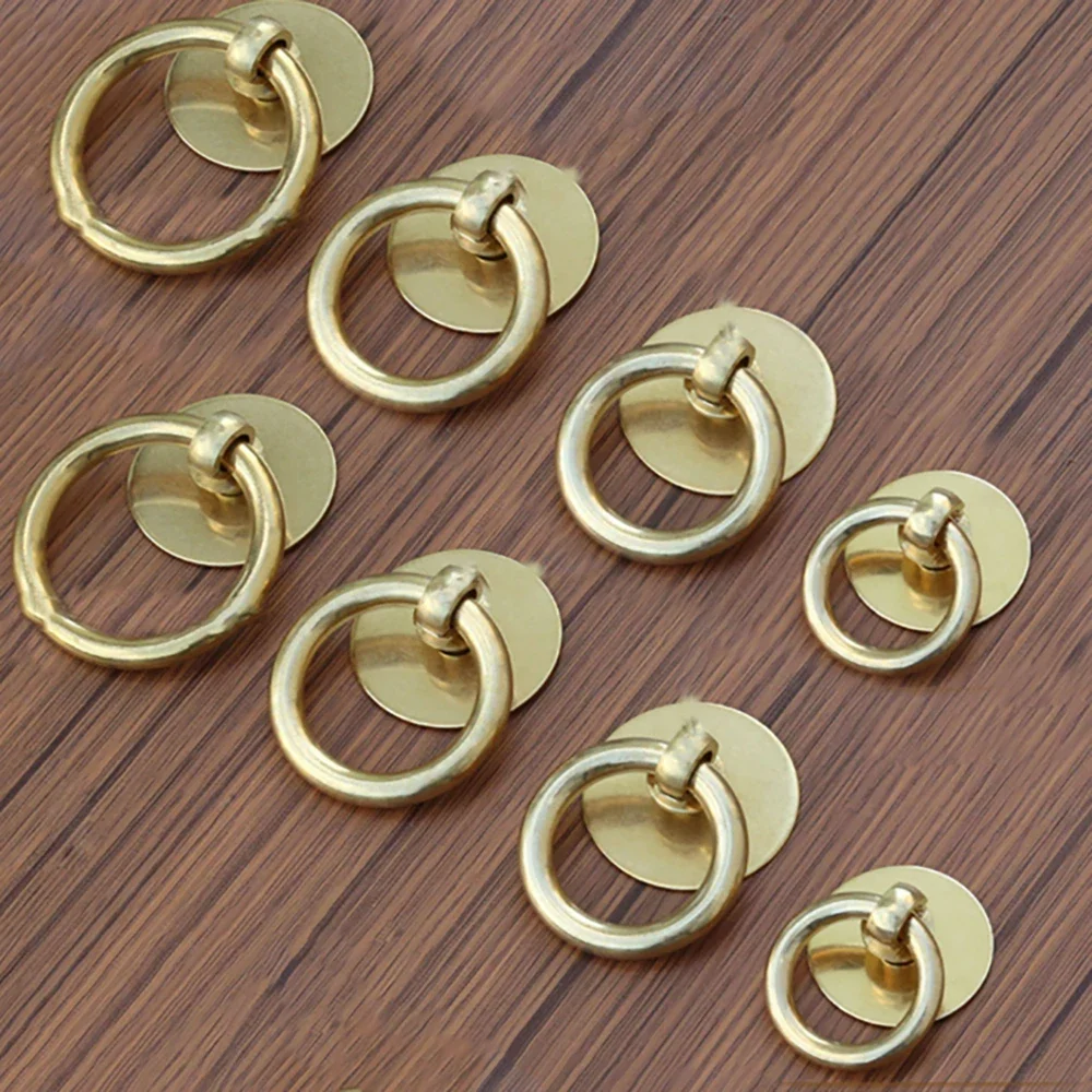 1-8Pcs Round Pull New Chinese Style Brass Wardrobe Door Handle Medicine Bucket Drawer Cabinet Single Hole Handle