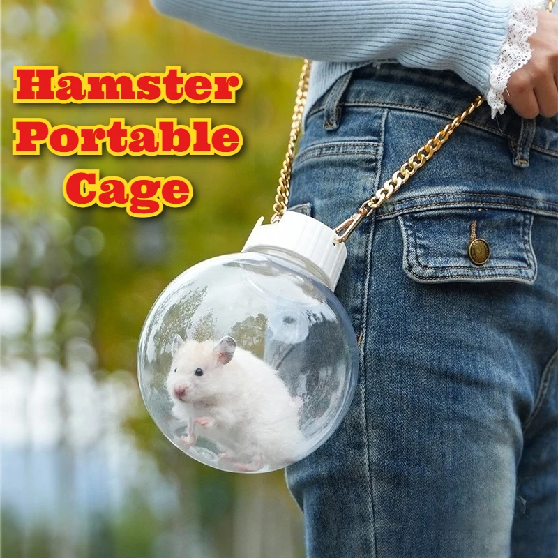 

Portable Hamster Carrier Bag Transparent Ventilated Small Pet Travel Cage Gerbil Mouse Rodent Outdoor Walking Handheld Shoulder