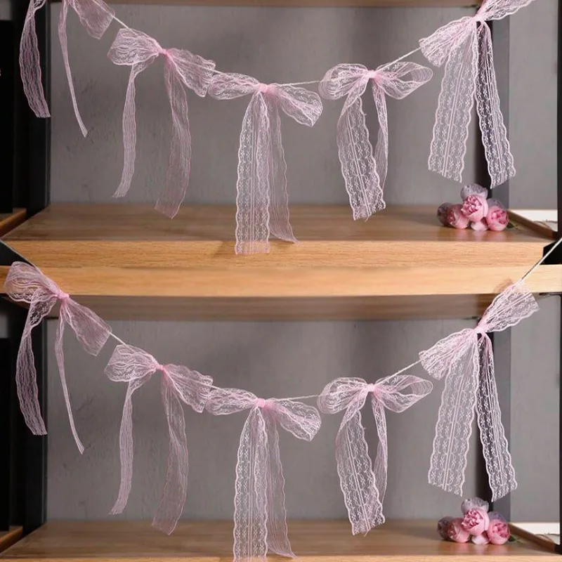 

Bowknot Banner Hanging Pendant Garlands For Girls Princess Birthday Party Decor Baby Shower Wedding Party Photo Background 장식