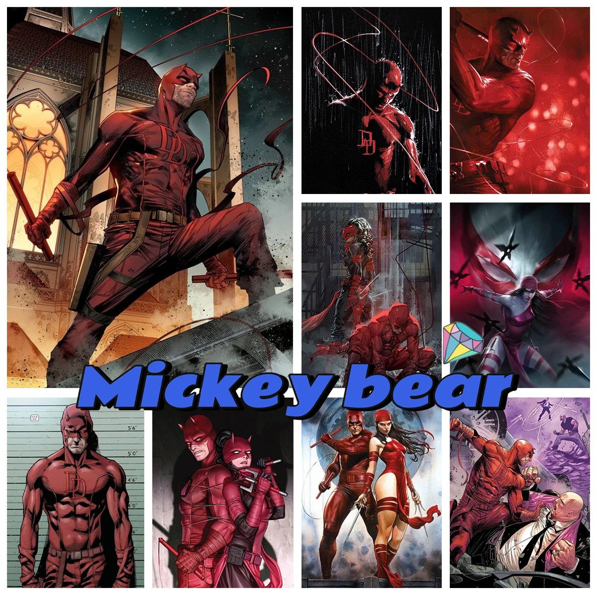 D-Daredevil 5D AB Diamond Painting Superhero Mural Diy Diamond Embroidery Cross Stitch Fun Hand Children's Gift Home Wall Decor