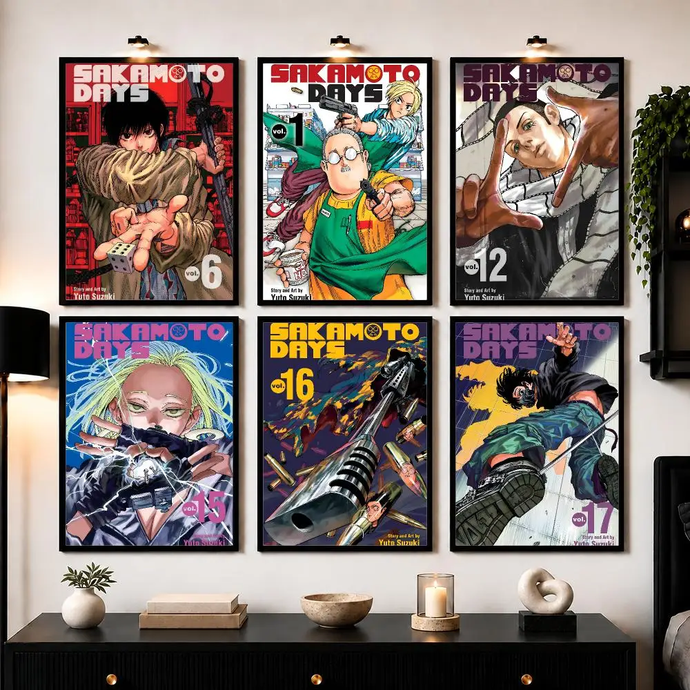 Popular Japanese Anime S-Sakamoto Days Poster Wall Art Print Sticker for Bedroom Living Room Dorm Office Modern Home Decor