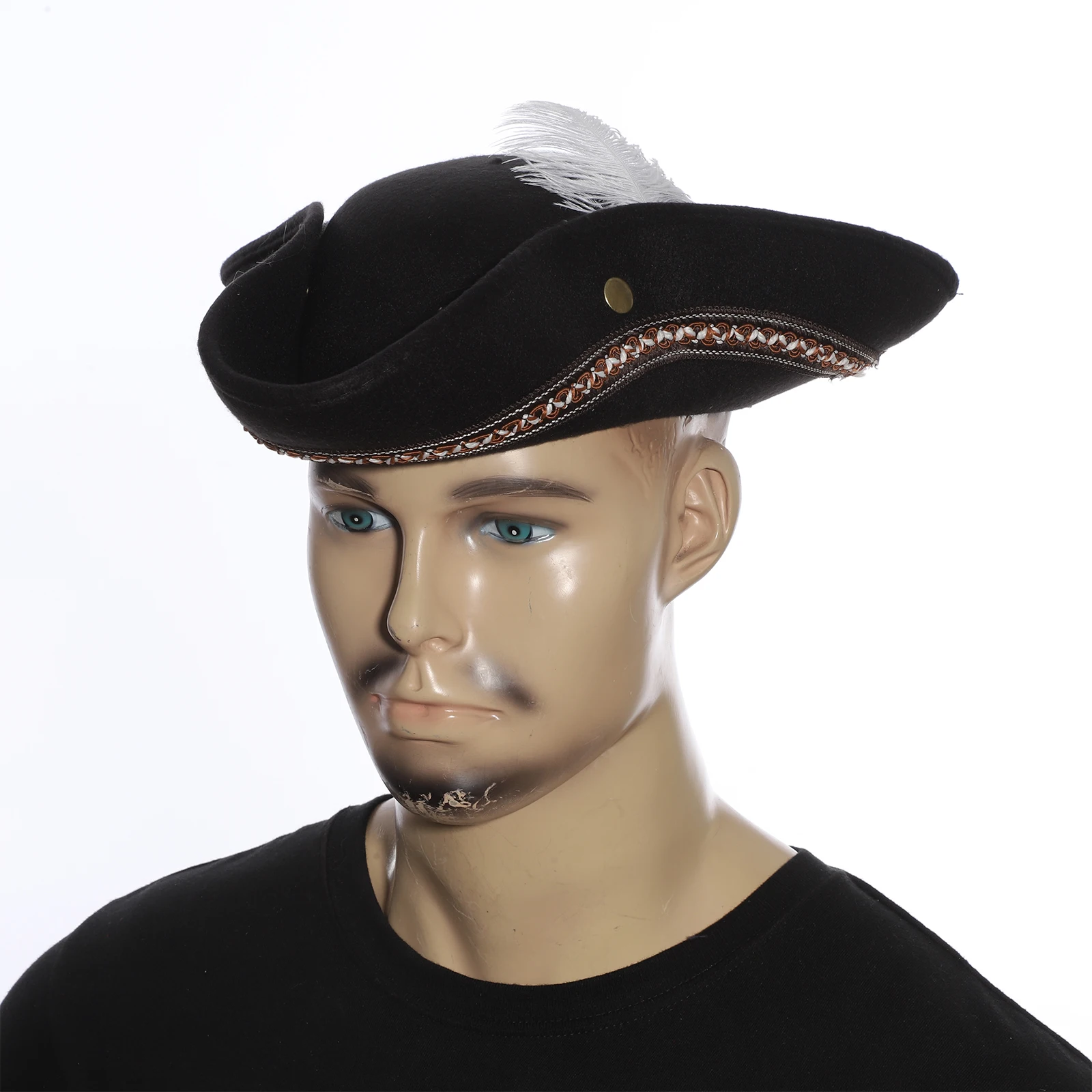 男性女性三角帽子海賊キャップつば広キャプテンハロウィンコスプレテーマパーティーコスチュームアクセサリー歴史再現用
