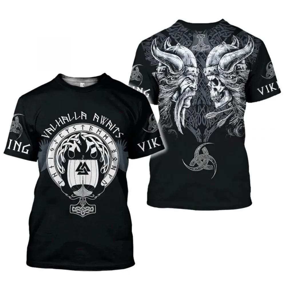 2022 summer new men\'s viking 3dt shirt print clothes craze punk t-shirt harajuku men\'s top