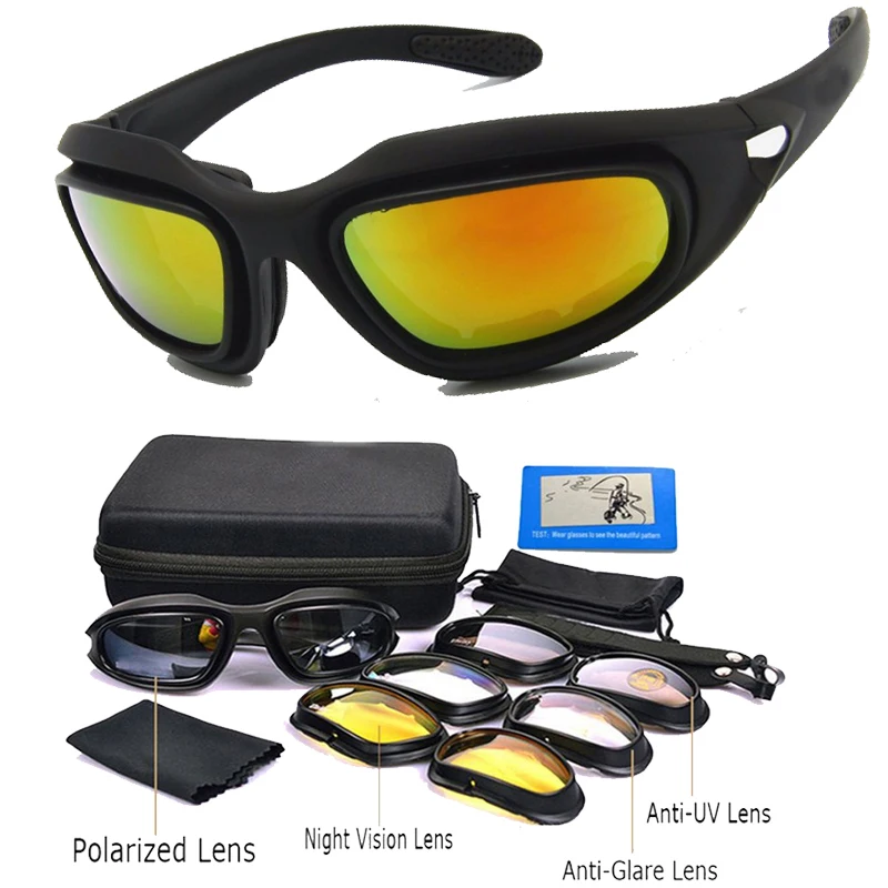 Óculos Táticos Polarizados X7/C5 para Homens, Óculos de Tiro e Caça, Óculos de Hiking UV400