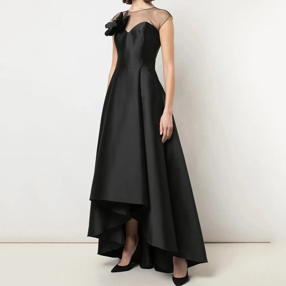 

Mermaid Women's Evening Dresses Floor-length O-neck Sleeveless Prom Gown Fashion Flowers Simple Draped Casual Customized Gowns