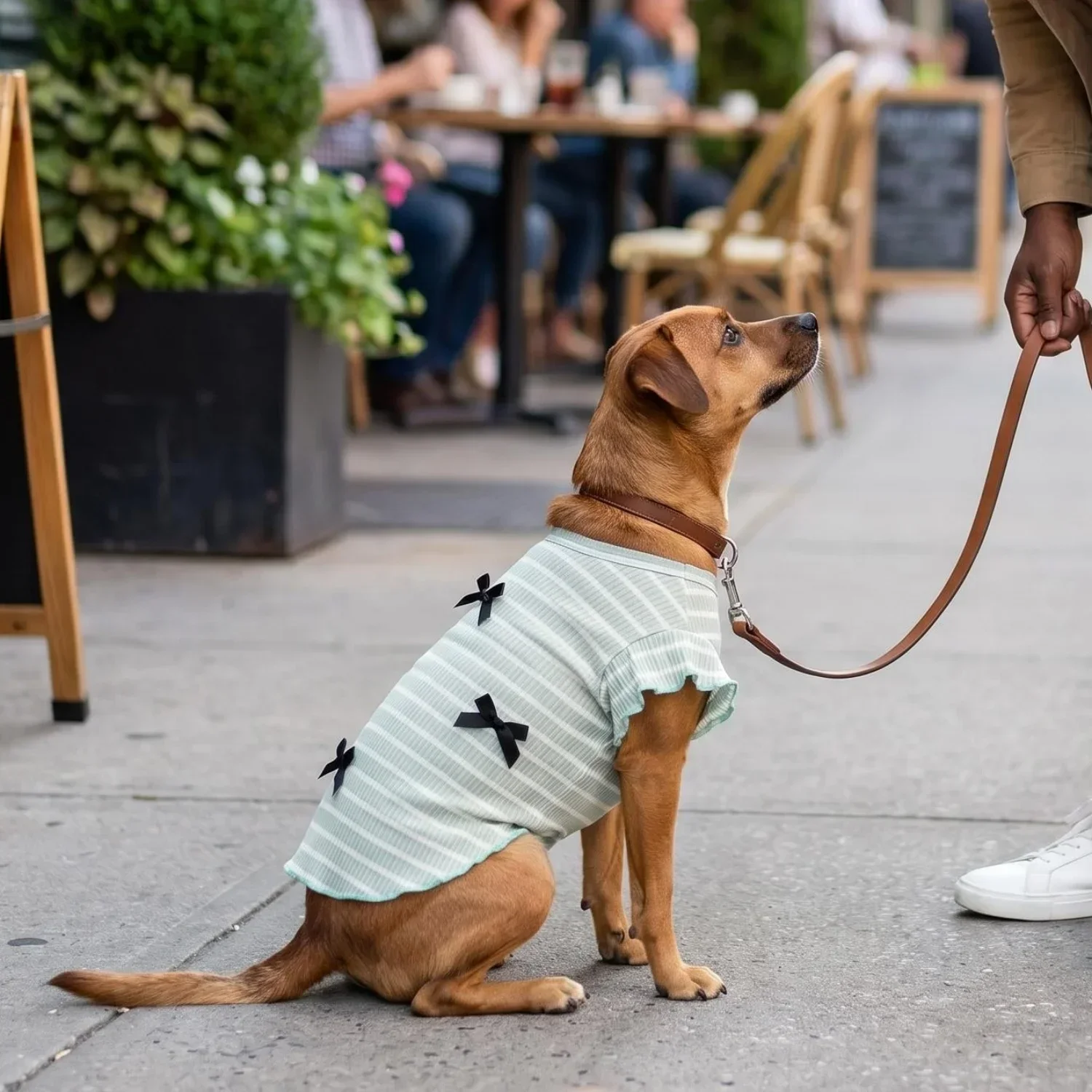 1 Stück Niedliches Hundeshirt mit Schleifendekoration, Gestreift, Weich, Dehnbar, Gerippt, Katzen-T-Shirt, Frühling Sommer Atmungsaktive Haustierkleidung – Detail 22