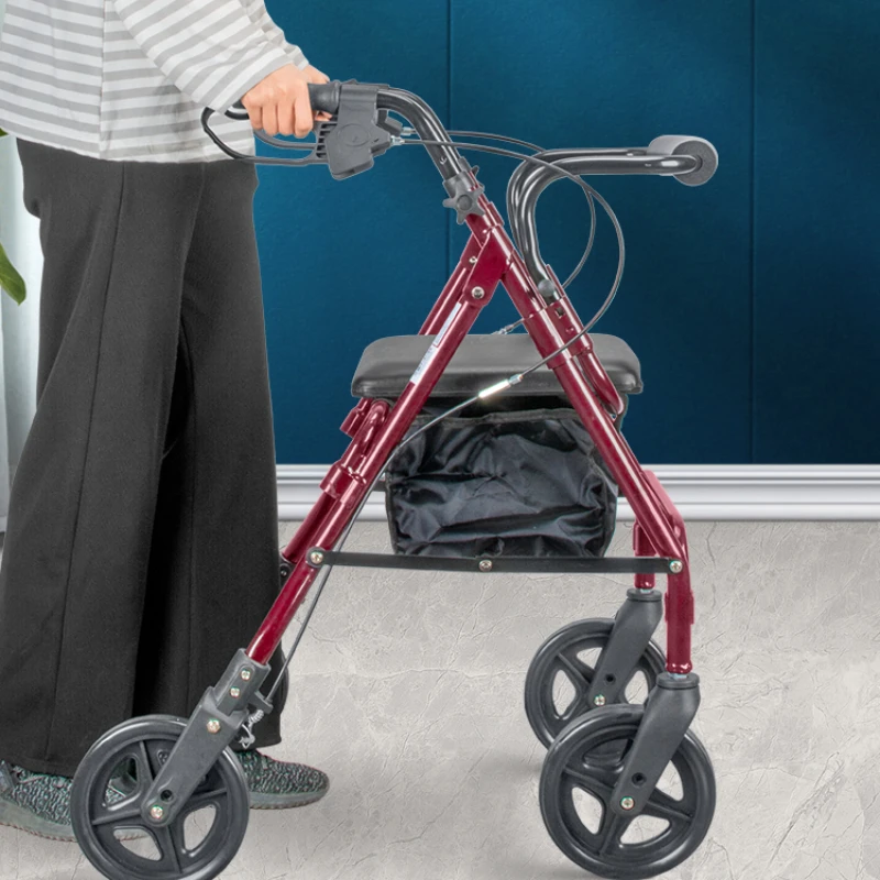 Foldable scooter for the elderly can push and sit on the artifact trolley for the elderly.