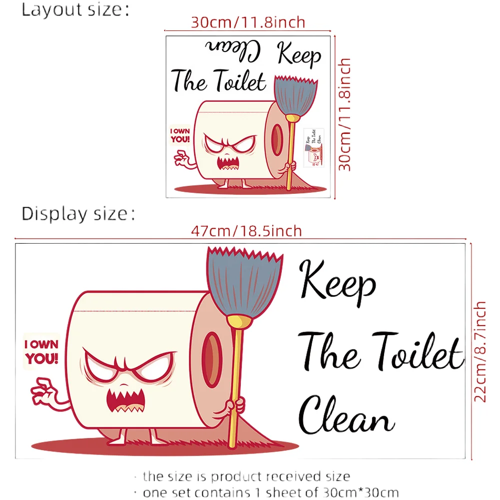 Cartoon PVC Decal for Toilet and Bathroom Decoration Self-Applying Sticker with Resistance to Moisture and for stains