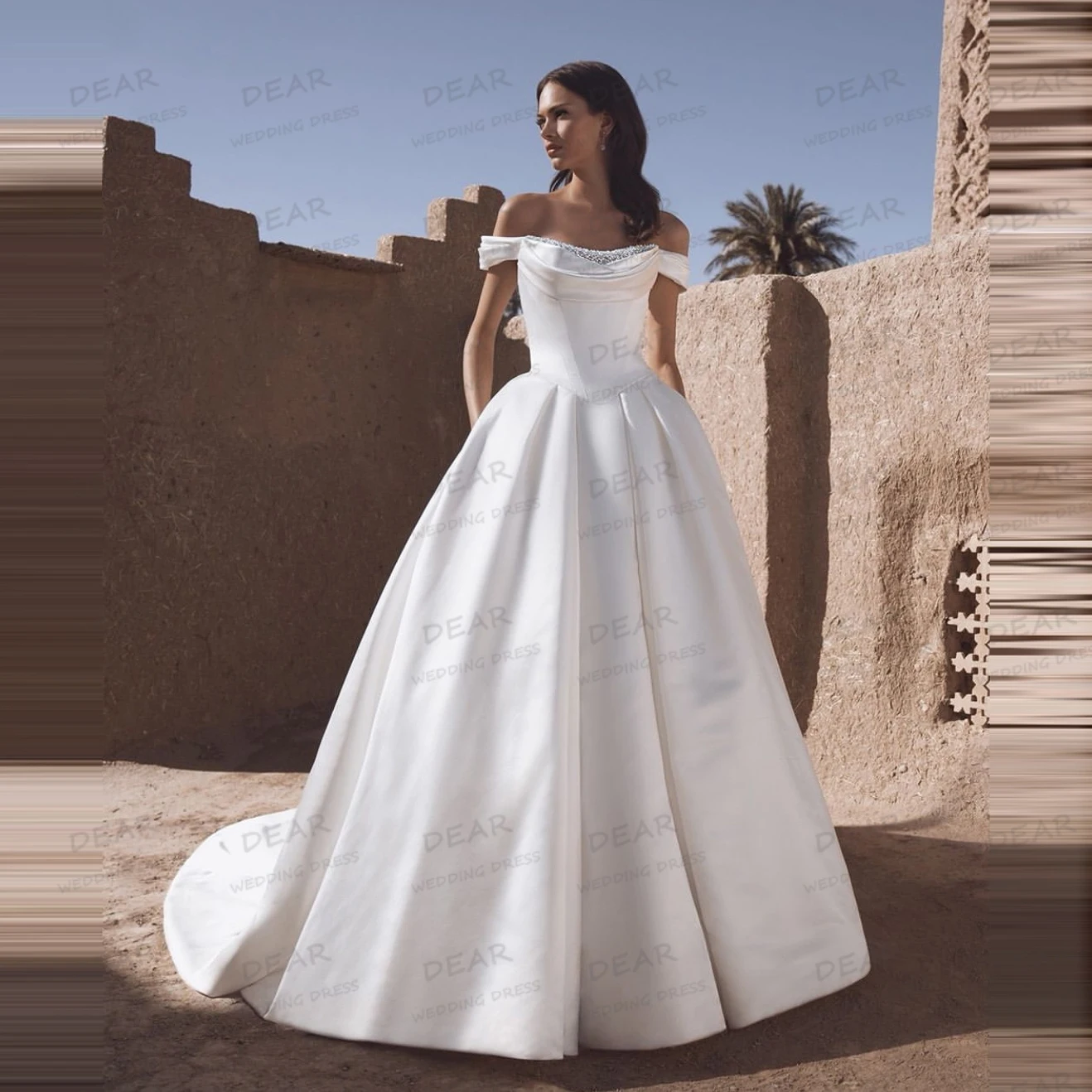 

Простые сексуальные свадебные платья трапециевидной формы, женские платья невесты с открытой спиной и без рукавов, атласные платья Vestidos De Novia 2025, вечерние по индивидуальному заказу