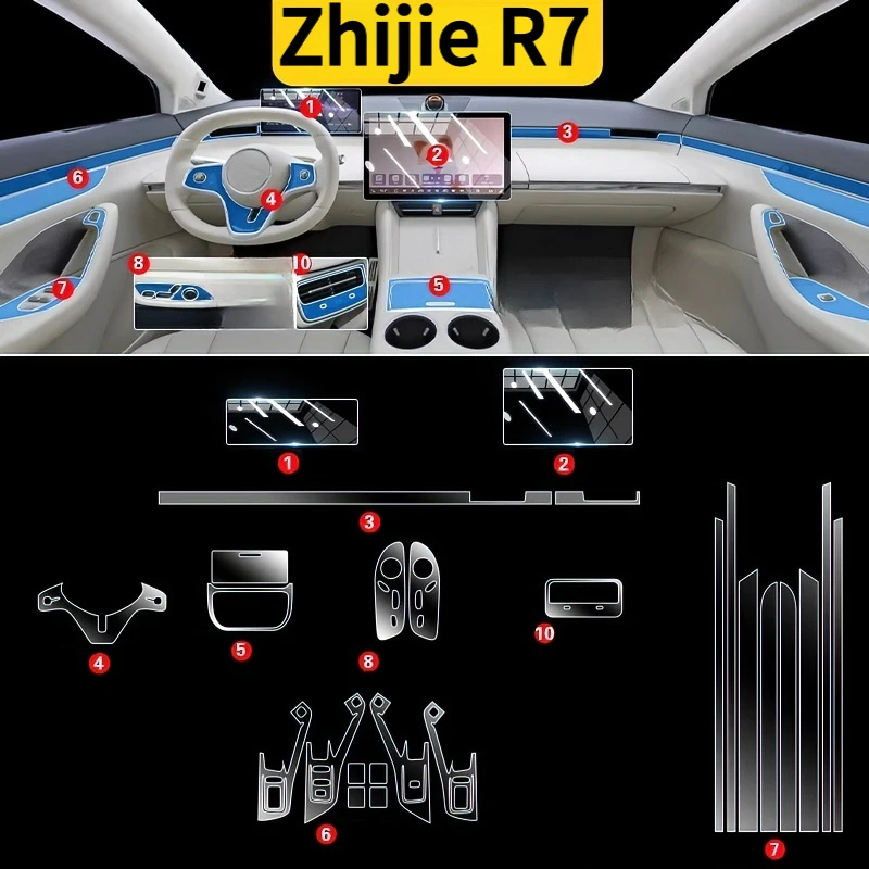 

For Zhijie R7 interior protection Dashboard Multimedia GPS Navigation Transparent Scratch-Resistant Film Modificatio
