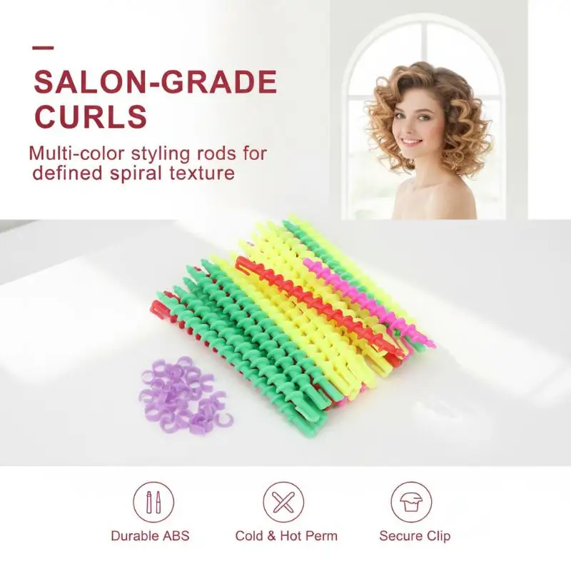 Heatless Curling Spiral Rods 20Pcs Mixed Color Sleep Friendly No Heat Hair Styling Tools for Daily Makeup Use