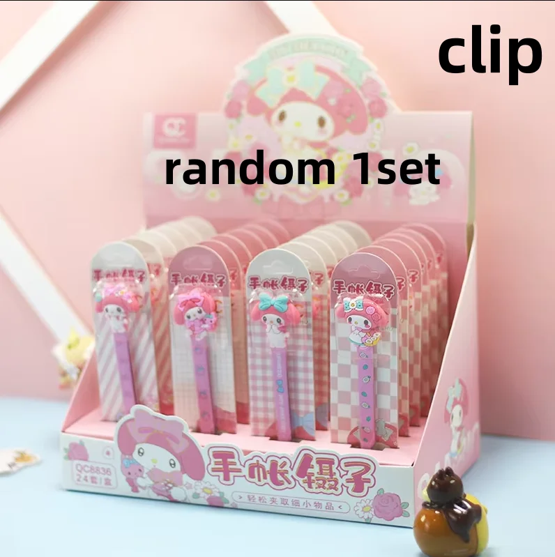 Sanrio Melody Clip lindo herramienta de bricolaje pinzas de cuenta de mano pegatina Clips de uñas suministros escolares de oficina al por mayor