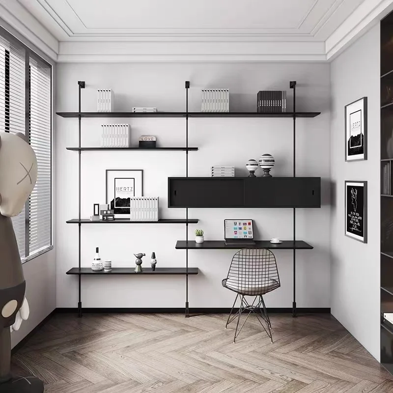 

Simple open multi-layer bookshelf modern metal floor rack baffle home living room display rack display rack
