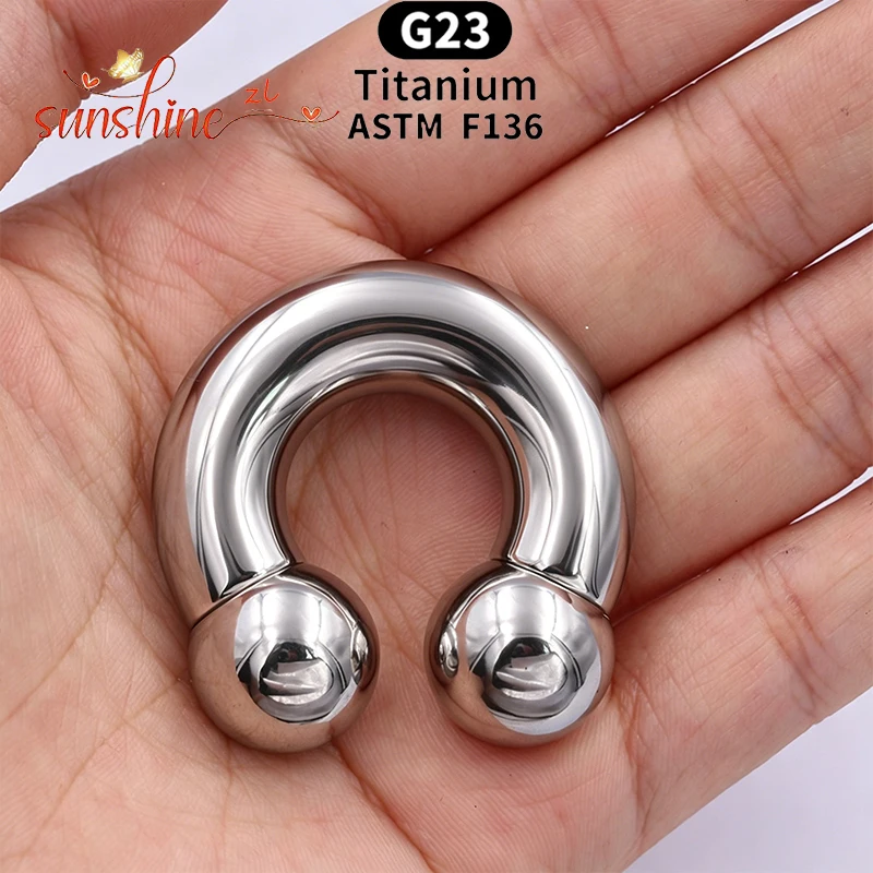ASTM F136 Titan PIERC Hufeisen Circular Barbell Große Größe Ohrringe 0G-12G Nasen-, Brustwarzen-, Tragus-, Lippen-, Ohr- und Körperschmuck – Detail 4