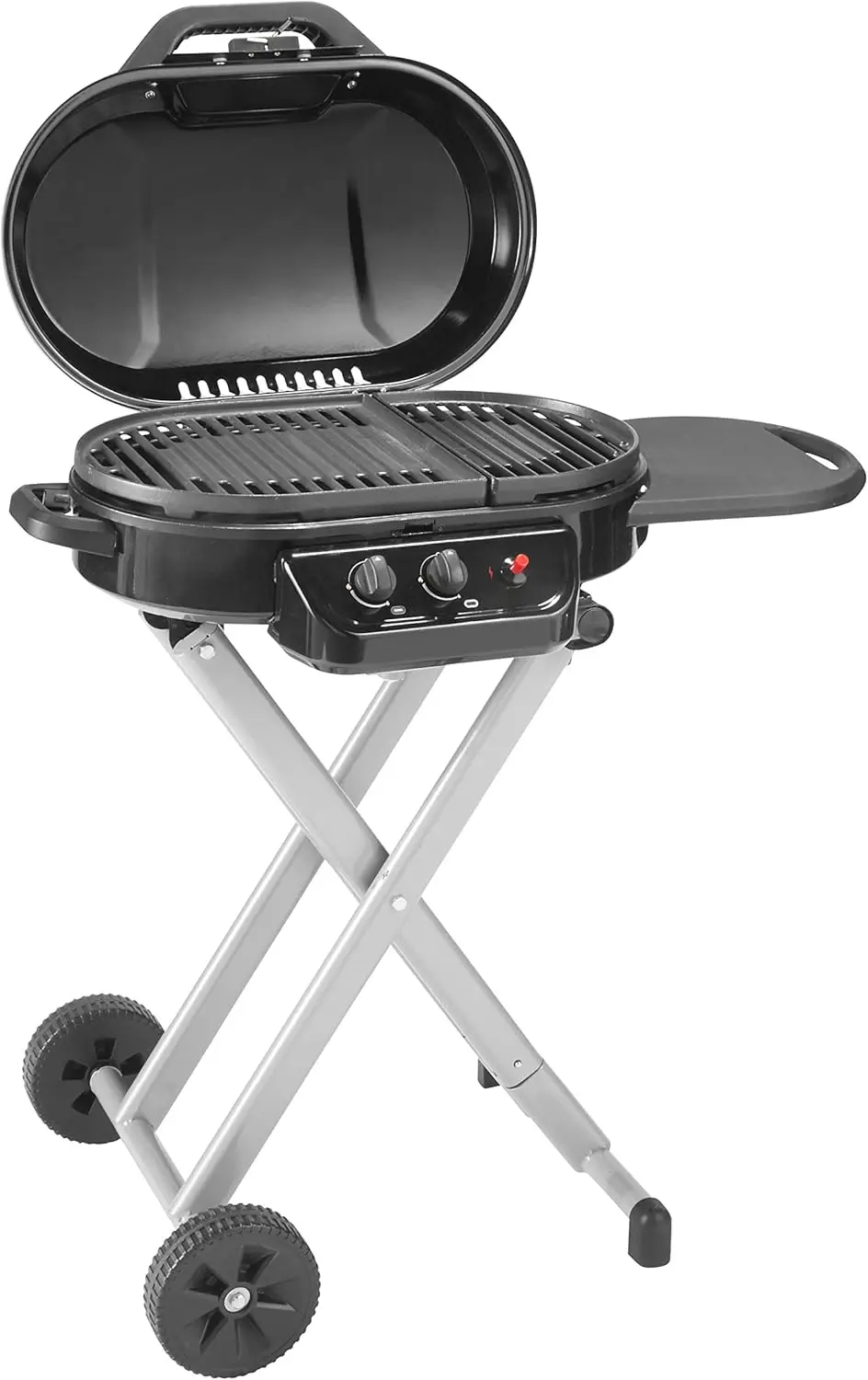 RoadTrip 225 Portable Stand-Up Propane Grill, Gas Grill with Push-Button Starter, Folding Legs & Wheels, Side Table