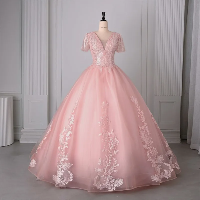 

New large-sized lace performance art examination puffy adult dress