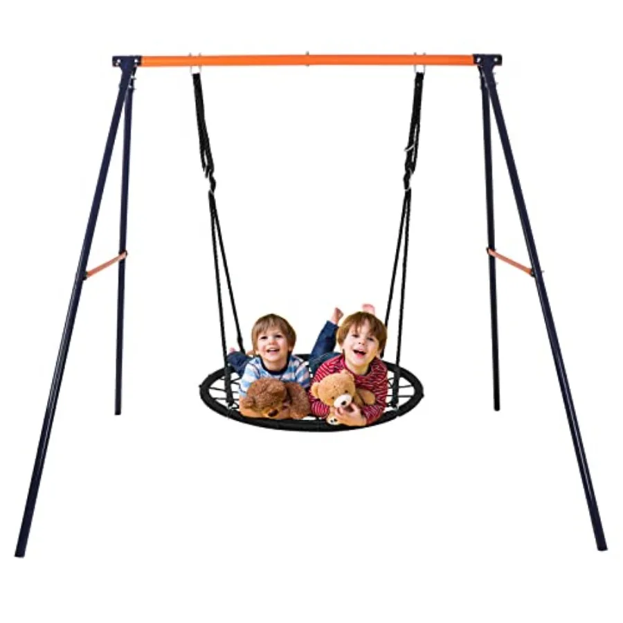 

Набор веб-качели, 40 качелей на дереве с сеткой-пауком и металлической рамой для качелей, игровой набор для игровой площадки на заднем дворе, игровые развлечения