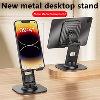 Universal Mobile Phone Holder Stand Folding Lazy Desktop Mobile Phone Tablet Metal Stand 360 Rotation For iPhone 15 14 Samsung