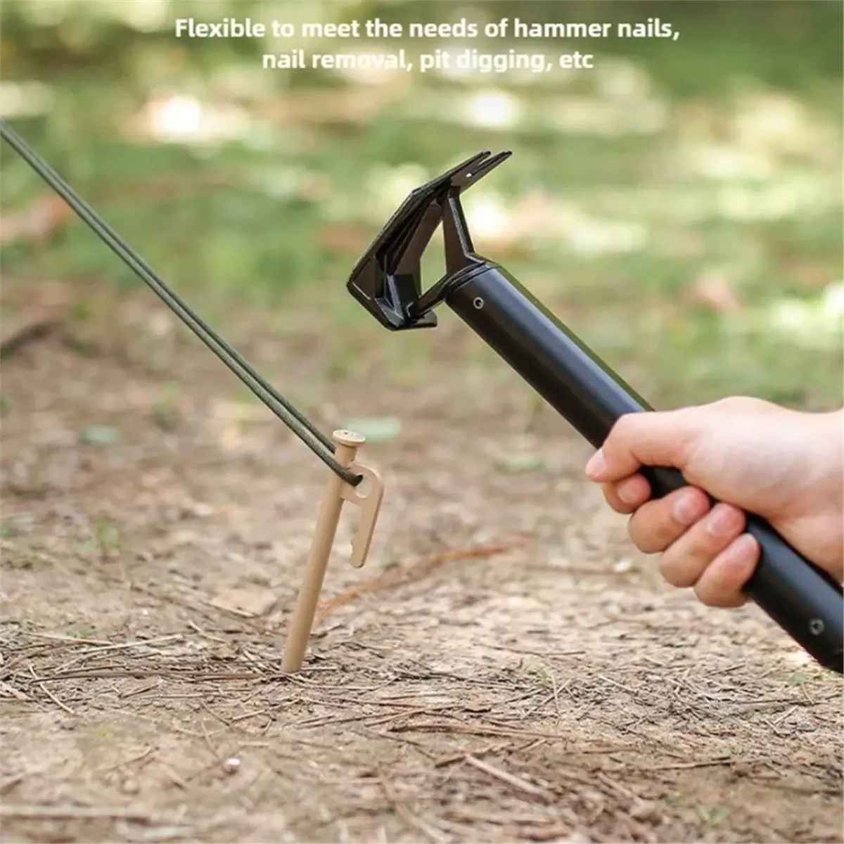 Aluminum Alloy Camping Hammer - Multifunctional Outdoor Tent Stake Hammer with Puller for Field Survival