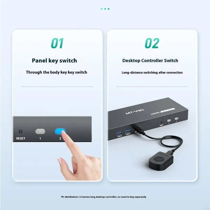 Switch KVM a doppio monitor per 2 computer con supporto USB 6.0 4K 60Hz Controllo scelta rapida e uscita 45BD 45BD