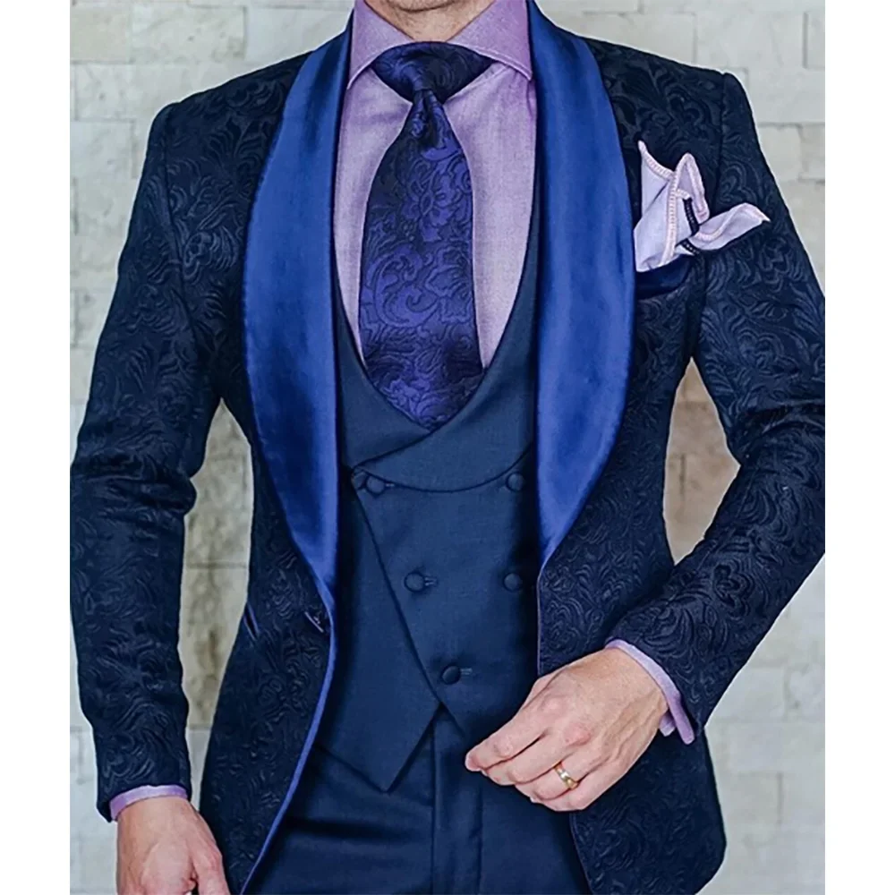 Fashion Men Wedding Groom Blazer Business Casual Suits Italian Design Slim Custom Made Three-piece Set Jacket Pants Vest