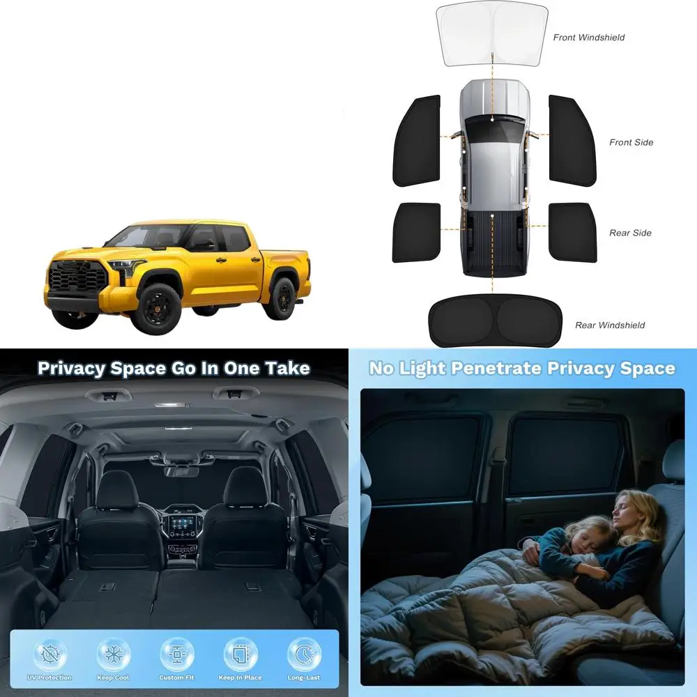 

Toyota Tundra 2022-2026 УФ-блокирующие боковые и задние оконные шторы, конфиденциальность и защита от солнца, набор из 6 предметов для кемпинга и использования на открытом воздухе