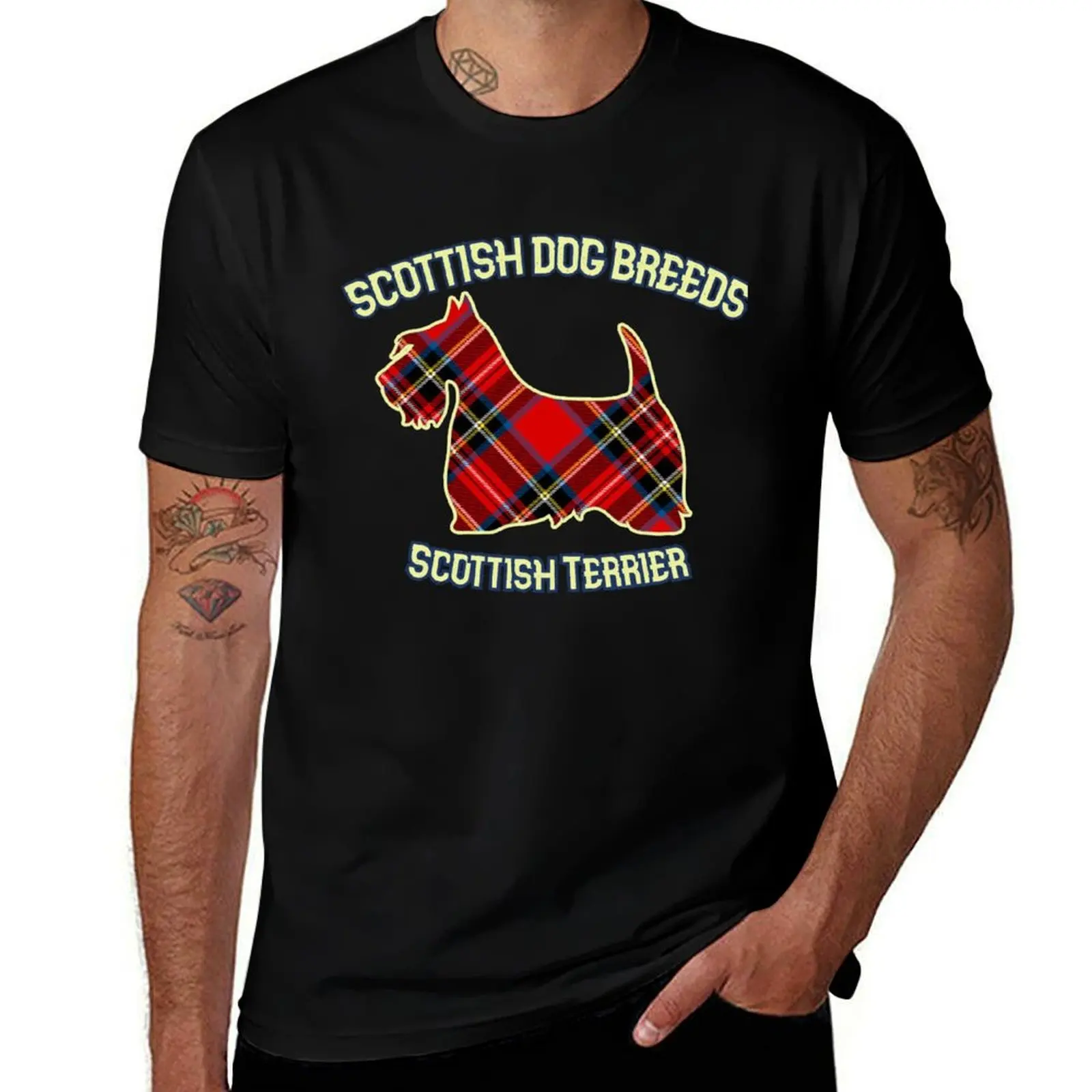 

Футболка ROYAL STEWART TARTAN SCOTTY TERRIER, мужская футболка с графическим принтом, хлопковая футболка, набор мужских футболок, роскошная футболка