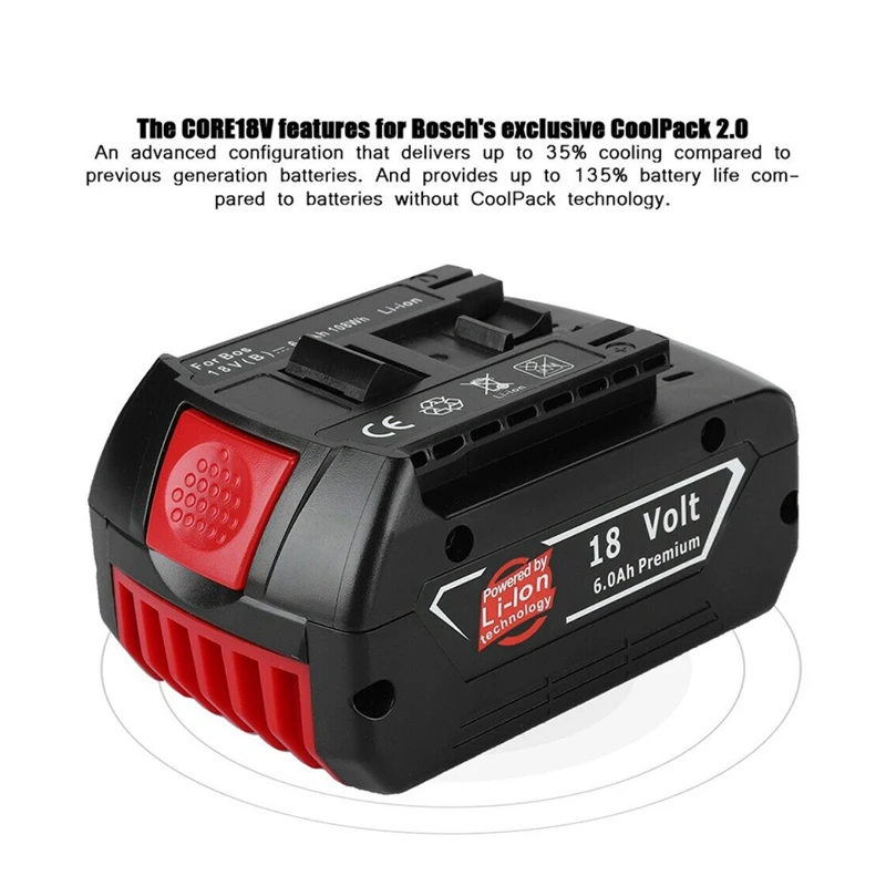 100% NEW 6000mah 18V Power Tool Replaceable Battery Is Suitable for Bosch Various Bosch Models