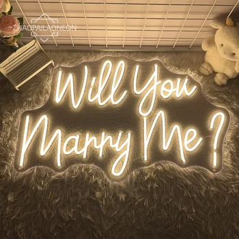 Will You Marry Me-letrero Led de neón, suministros de boda, decoración del banquete de boda, decoración del dormitorio, luces de neón para habitación, decoración de pared, casarse con neón