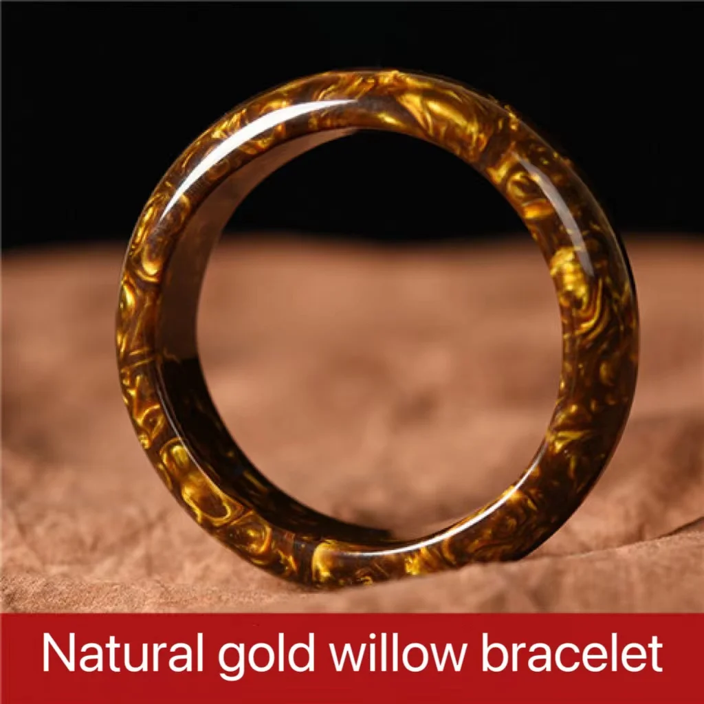 

1pc Collectible Pure Natural Gold Silk Willow Bracelet Vintage Classic Art Ornament Home Blood Handstring Men Women Luxury Gifts