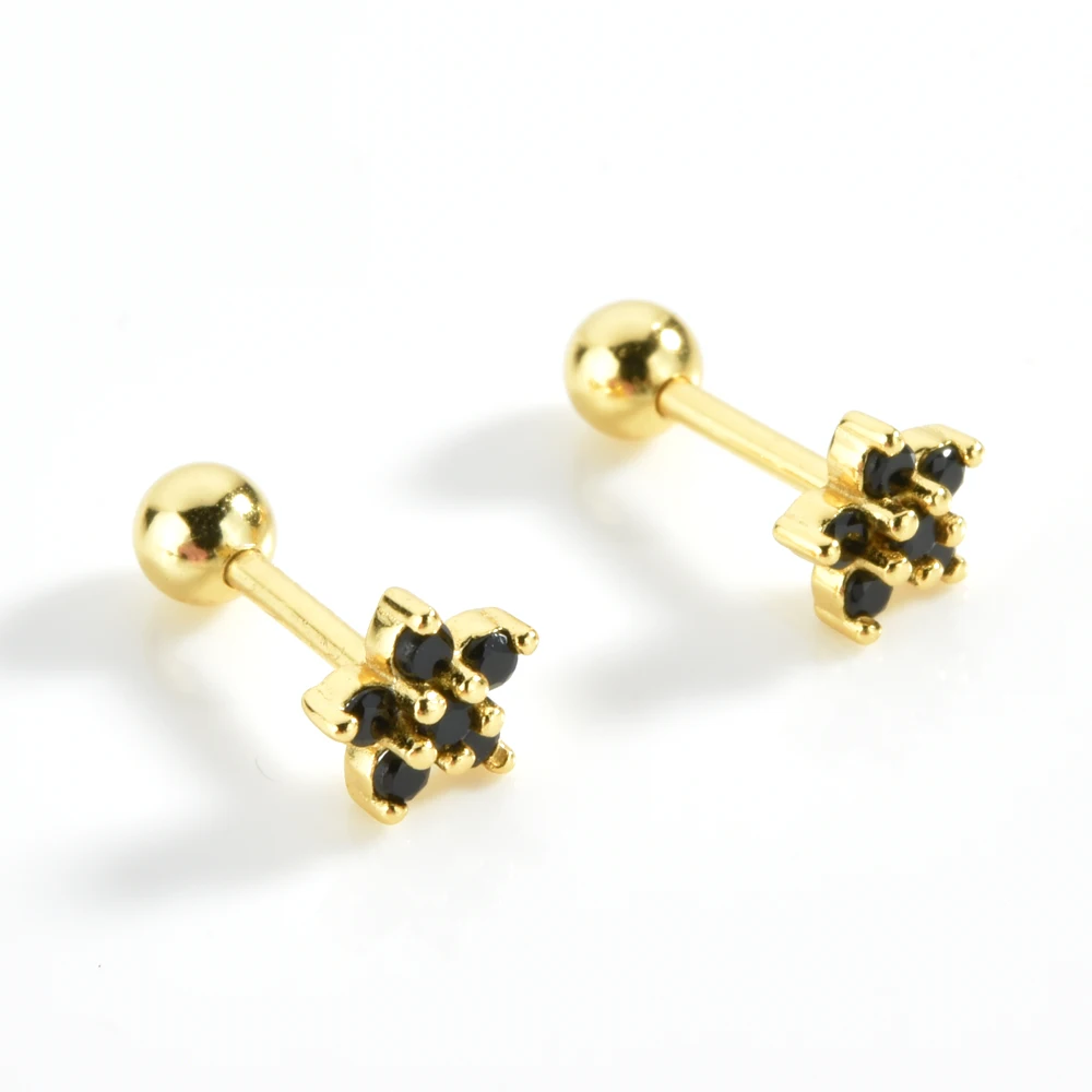 ANDYWEN 925 Sterling Silver Gold Star Stud Earring Clear Green Black 10 Color Piercing Pendientes 2022 Women Wedding Jewelry