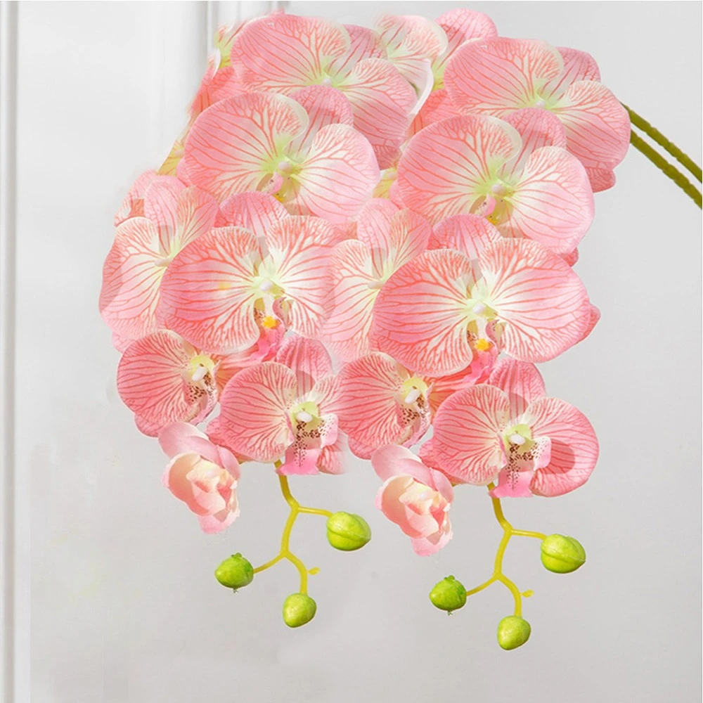 2 STKS Kunstbloemen Orchidee Set Real Touch 69 cm Hoog 9 Hoofden Nep Phalaenopsis Bloemenvaas Vulstoffen Thuis Bruiloft Indoor Decor