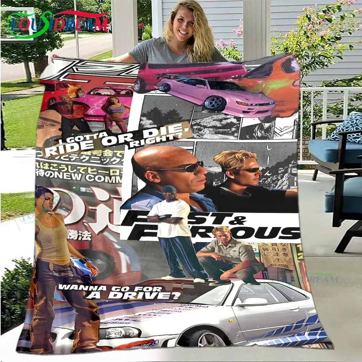 Famous Film F-Fast & F-Furious Printed Flannel Soft Blanket  Living Room Bedroom Sofa Bed Blanket  Gift Portable Picnic Blanket