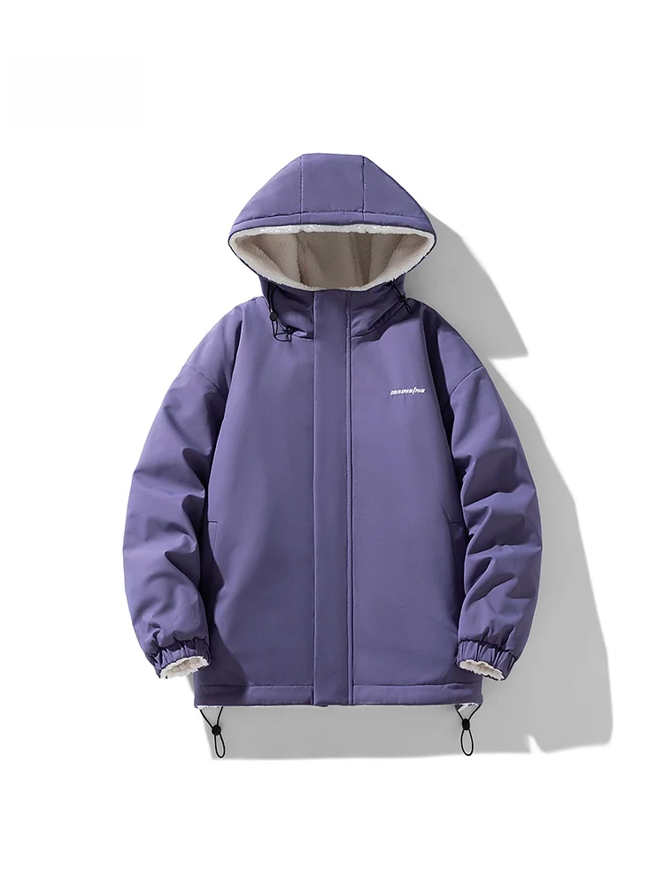 

Двусторонняя ветрозащитная куртка из овечьей шерсти с капюшоном для мужчин, повседневная утепленная зимняя куртка, молодежная модель Cleanfit