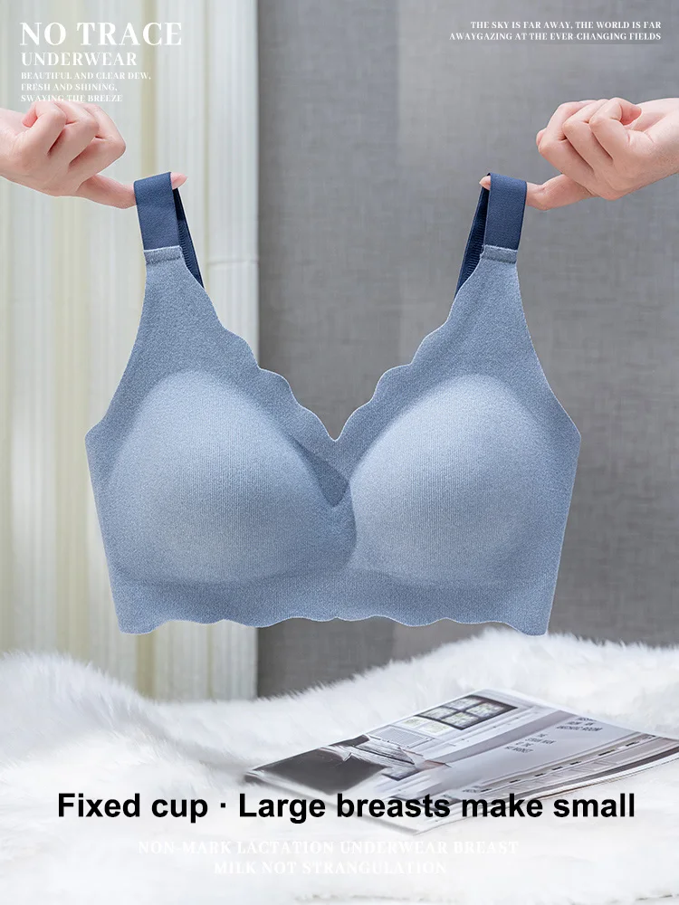 Non-marking Plus Size Underwear Female Thin Bra No Steel Ring Adjusted To Collect Vice Breasts Sports Anti-sagging Bra