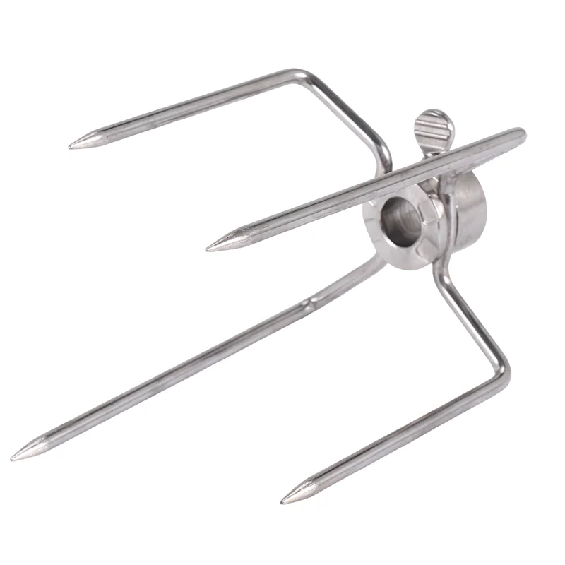 

ABDJ-6Pcs BBQ Rotisserie Meat Forks Clamp Grill Meatpicks Stainless Steel Barbecue Skewer