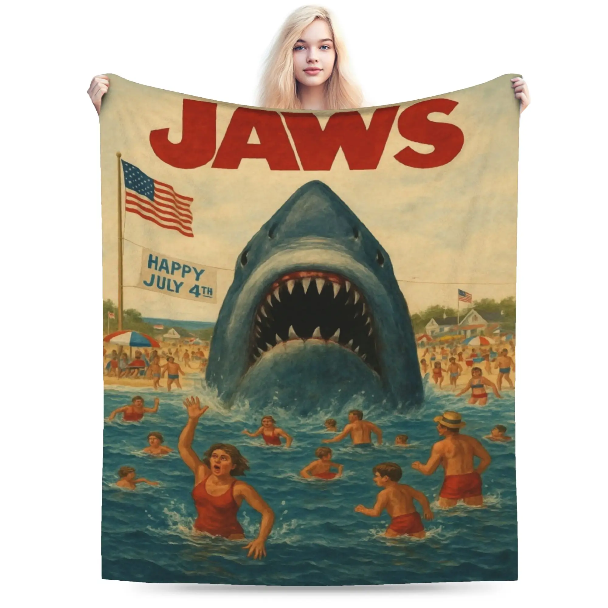 Comfortable Jaws th Anniversary Blanket Stuff Sofa Decorative  Blanket Throw Soft Fleece for Couch