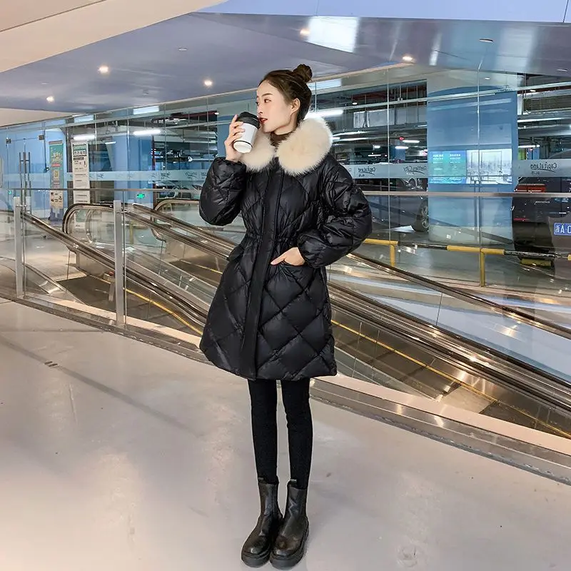 2023 New Women Cotton Coat Winter Jacket Female Medium Style Parkas  Waist Slimming Outwear Large Size Overcoat