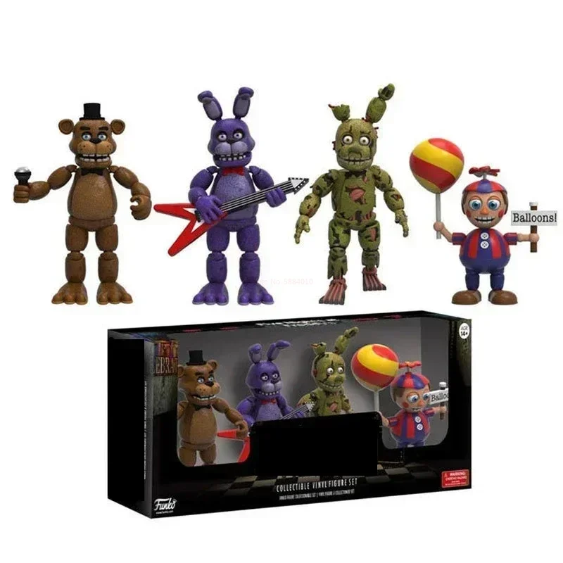 4pcs Five Nights Freddy Cartoon Toy Kawaii Action Pvc Anime Figure Fnaf Freddy Fazbear Bear Model Dolls For Kids Christmas Gifts