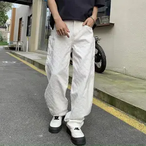 Denim Kot Desen Vintage Düz Bacak Geniş Yeşil erkek Moda, Amerikan Sokak, Streetwear Y2K, Gevşek pantolon sıska kot pantolonların en büyük satışlarından 12'si yeşil erkekler-no. 8