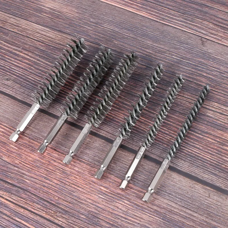 6 Pieces Of Drilling Brushes, Twisted Wire Stainless Steel Cleaning Brushes Of Different Sizes,For Electric Drill Impact