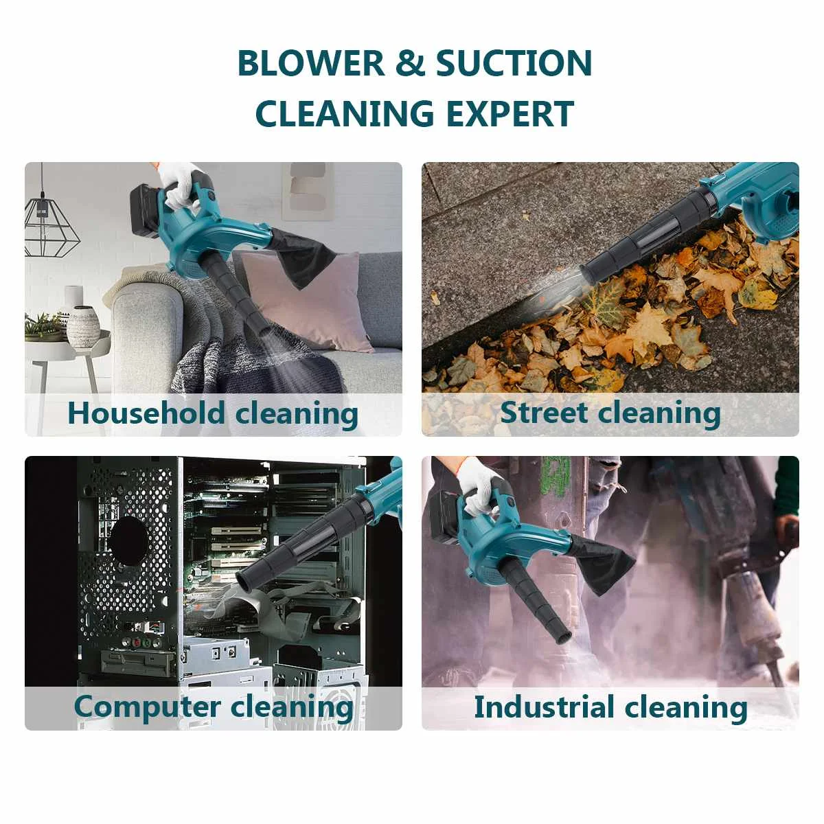 398VF 2 In 1 2200W Foldable Cordless Electric Air Blower Blowing Suction Leaf Blower Dust Cleaner For Makita 18V Battery