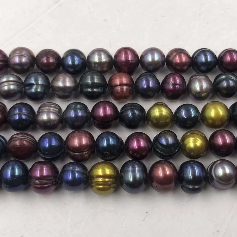 

ELEISPL JEWELRY Lot 5 Strands Bright Multicolours Cultured Pearls Loose Strings 7-8mm #22010355