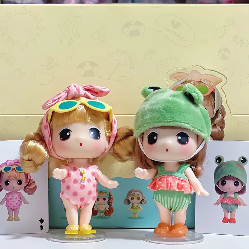 Blind Box summer Beach Series Ddung Doll Kawaii Cute Girl Figures 9cm Fashion Play Toy Set Children Creative Kids Toy xmas Gifts