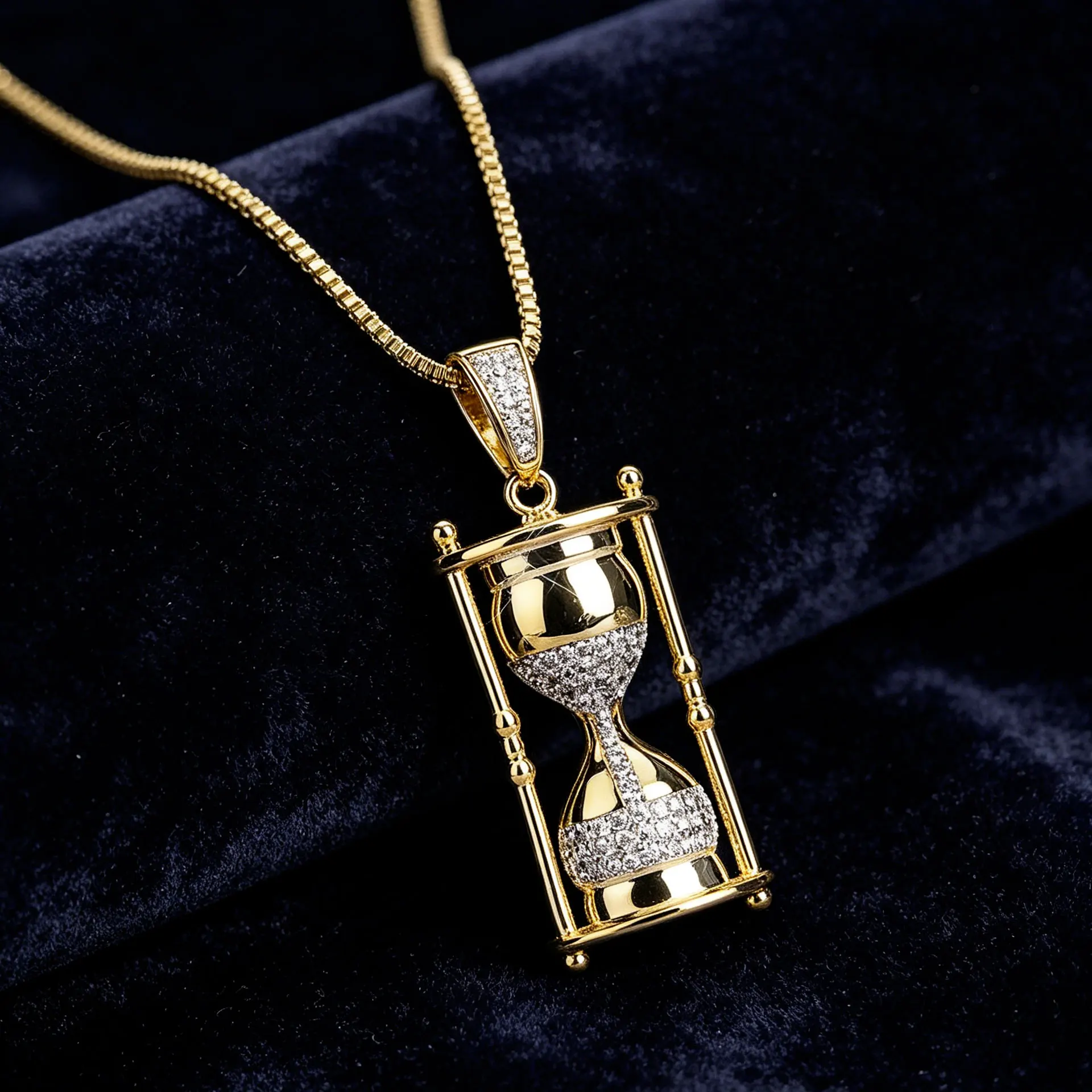 

Кулон-песочные часы в стиле хип-хоп с инкрустацией цирконами, персонализированный, для мужчин и женщин, модный аксессуар для вечеринок в уличном стиле.