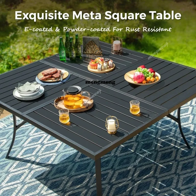 9 Piece Patio Dining Set, 8 x Textilene Dining Chairs, 60