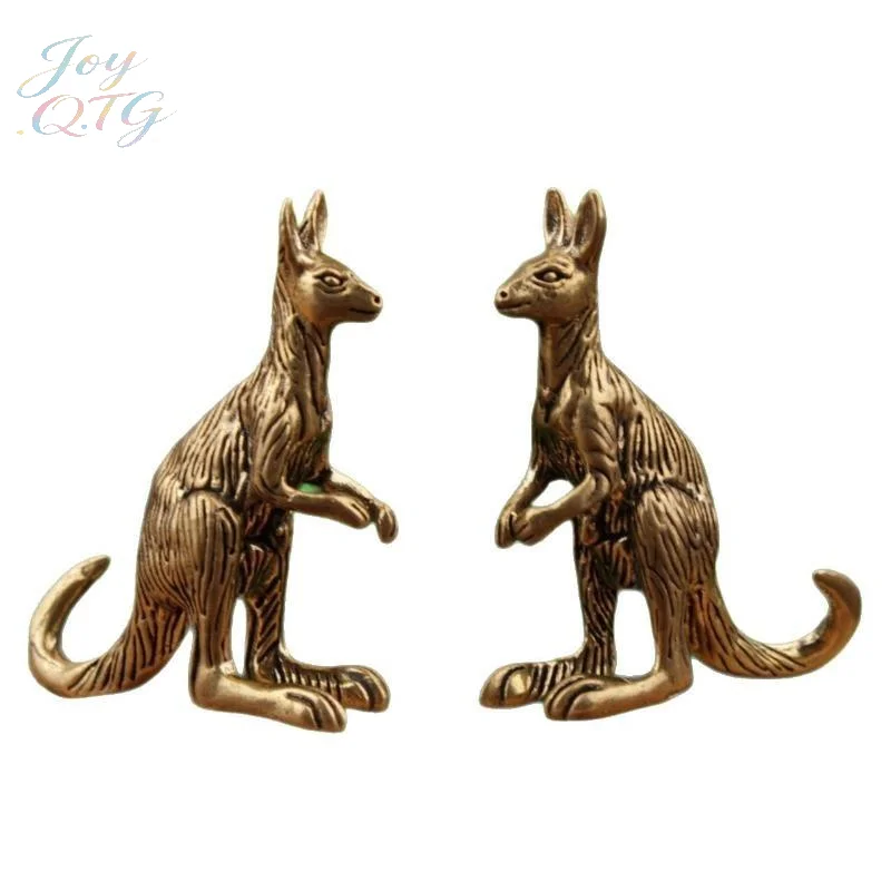 Hot Sale 1PCS Brass Kangaroo Figurines Exquisite Carved Texture Retro Finish For Home Desktop Garden Decor Collection Gifts