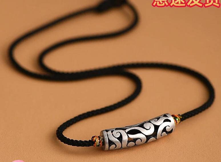990 Sterling Silver Auspicious Cloud Pendant Men's and Women's Retro Gift Boys' Necklace Elbow Collarbone Chain